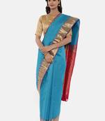 CLASSICATE From The House Of The Chennai Silks Women's Blue Dharmavaram Silk Saree With Blouse