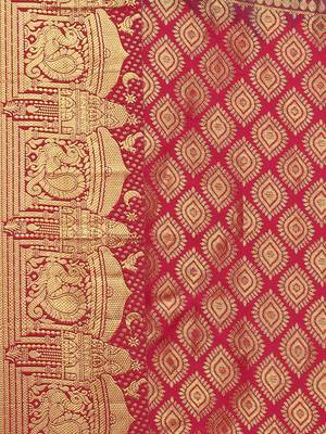 CLASSICATE From The House Of The Chennai Silks Women's Blue Dharmavaram Silk Saree With Blouse 4