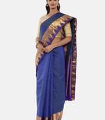 CLASSICATE From The House Of The Chennai Silks Women's Blue Dharmavaram Silk Saree With Blouse
