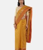 CLASSICATE From The House Of The Chennai Silks Women's Orange Dharmavaram Silk Saree With Blouse