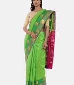 CLASSICATE From The House Of The Chennai Silks Women's Green Dharmavaram Silk Saree With Blouse