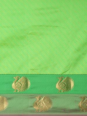 CLASSICATE From The House Of The Chennai Silks Women's Green Dharmavaram Silk Saree With Blouse 3