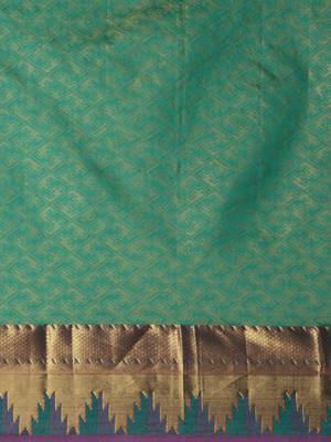 CLASSICATE From The House Of The Chennai Silks Women's Green Dharmavaram Silk Saree With Blouse 3