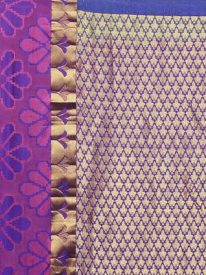 CLASSICATE From The House Of The Chennai Silks Women's Blue Dharmavaram Silk Saree With Blouse 4