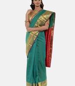 CLASSICATE From The House Of The Chennai Silks Women's Green Dharmavaram Silk Saree With Blouse