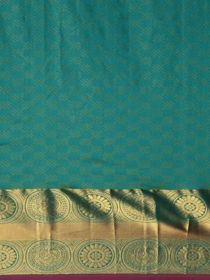 CLASSICATE From The House Of The Chennai Silks Women's Green Dharmavaram Silk Saree With Blouse 3