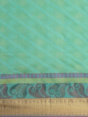 CLASSICATE From The House Of The Chennai Silks Women's Green Dharmavaram Silk Saree With Blouse 3