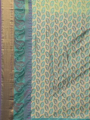 CLASSICATE From The House Of The Chennai Silks Women's Green Dharmavaram Silk Saree With Blouse 4