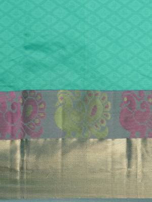 CLASSICATE From The House Of The Chennai Silks Women's Green Dharmavaram Silk Saree With Blouse 3