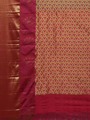CLASSICATE From The House Of The Chennai Silks Women's Green Dharmavaram Silk Saree With Blouse 4