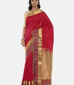 CLASSICATE From The House Of The Chennai Silks Women's Red Traditional  Dharmavaram Silk Saree With Blouse