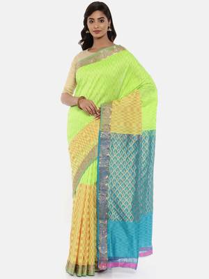 CLASSICATE From The House Of The Chennai Silks Women's Multicolor Dharmavaram Silk Saree With Blouse 1