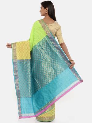 CLASSICATE From The House Of The Chennai Silks Women's Multicolor Dharmavaram Silk Saree With Blouse 2