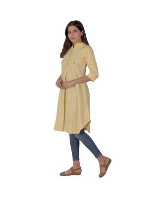 Lemon Yellow Designer Khadi Cotton Kurta 1