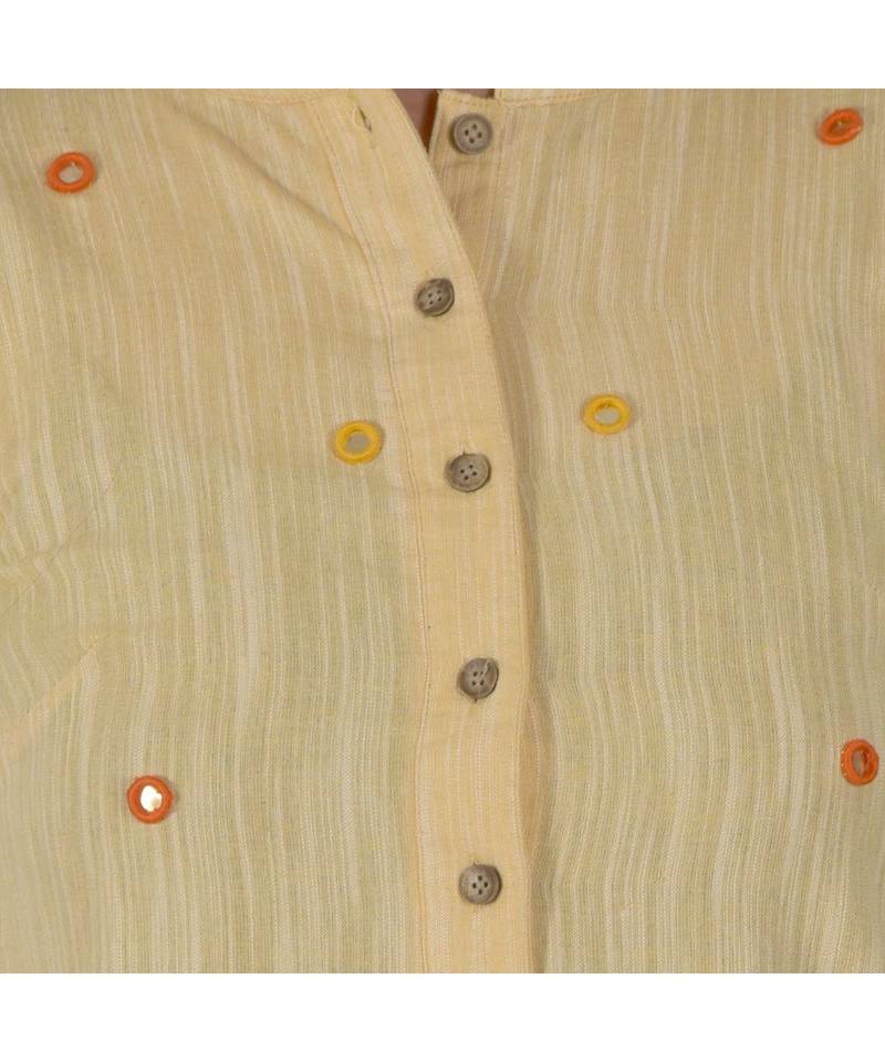 Lemon Yellow Designer Khadi Cotton Kurta