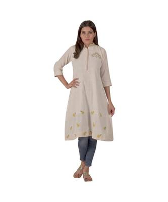 creamy white designer dress with beautiful floral motifs 1