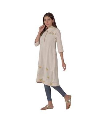 creamy white designer dress with beautiful floral motifs 2