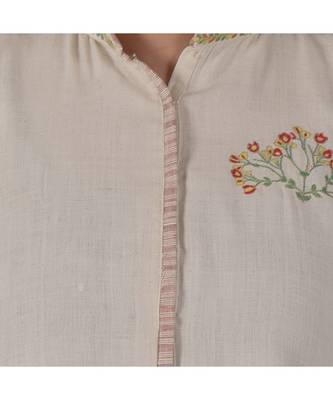 creamy white designer dress with beautiful floral motifs 4
