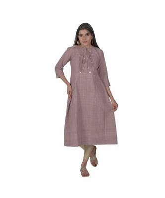 Purple Kurta With Coin Embellishment In Khadi Cotton 1