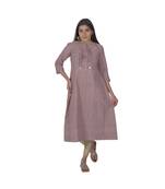 Purple Kurta With Coin Embellishment In Khadi Cotton