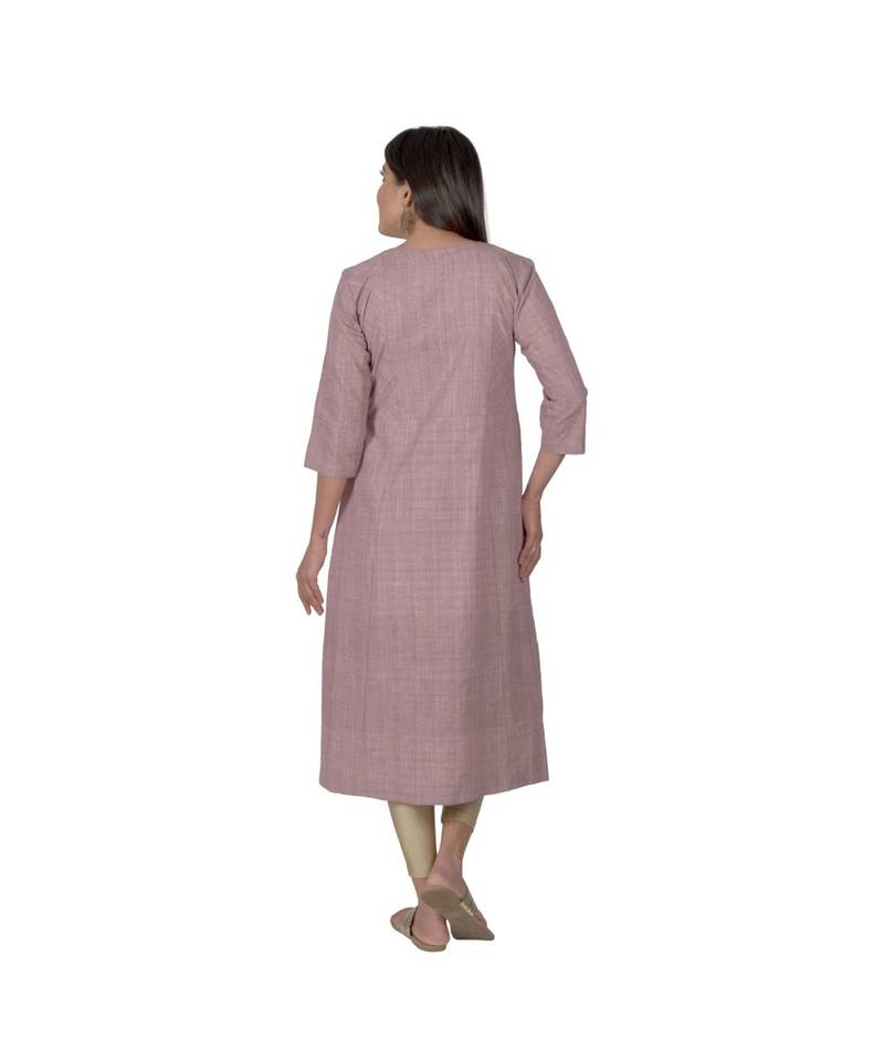 Purple Kurta With Coin Embellishment In Khadi Cotton