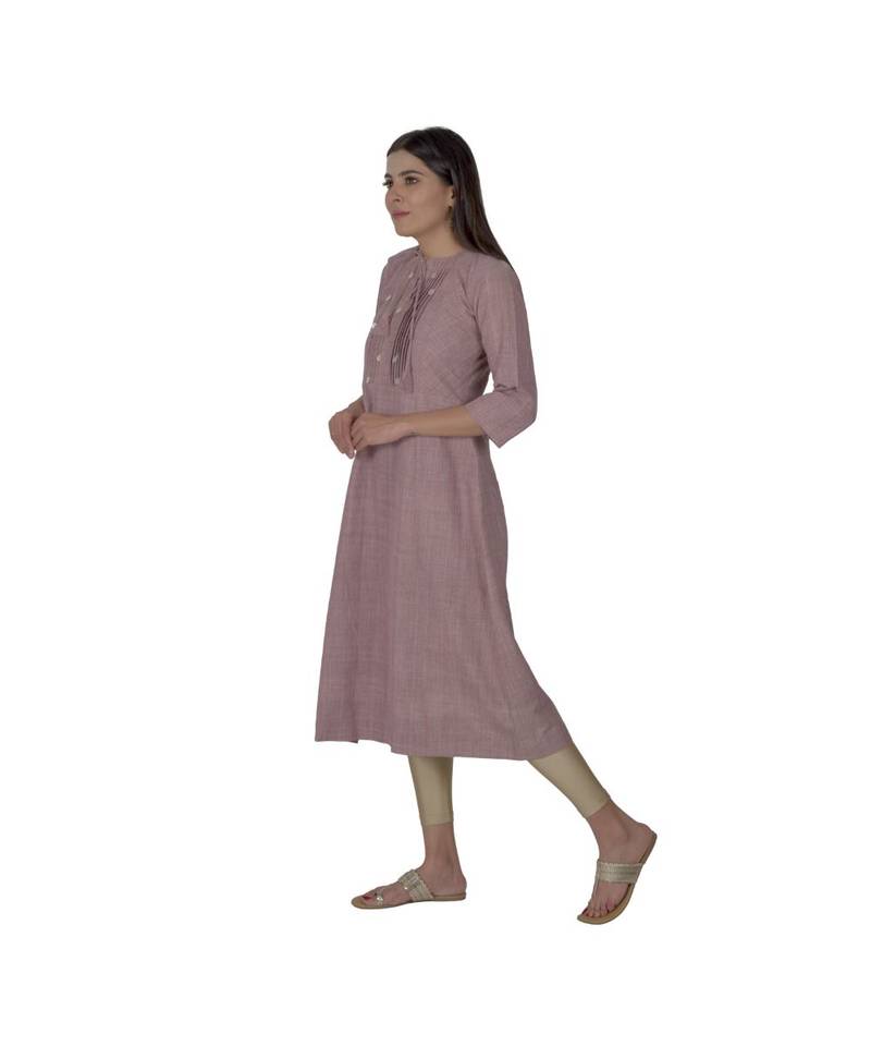 Purple Kurta With Coin Embellishment In Khadi Cotton