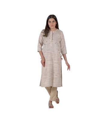 Pastel Brown Kurta In Khadi Cotton 1