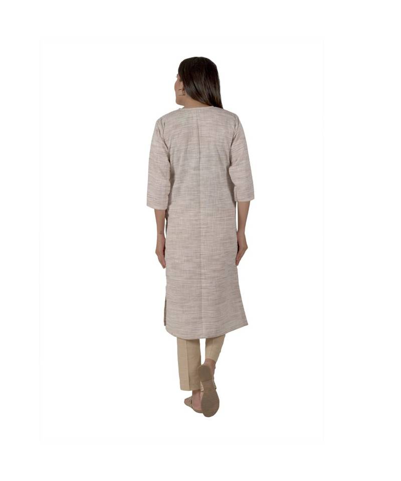 Pastel Brown Kurta In Khadi Cotton