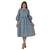 Turquoise Blue Dress With Floral Embroidery In Khadi Cotton
