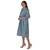 Turquoise Blue Dress With Floral Embroidery In Khadi Cotton