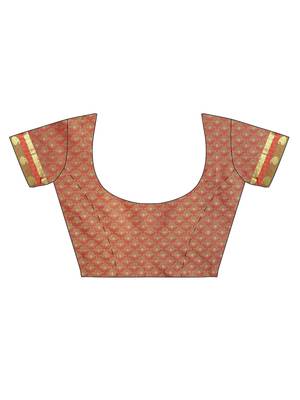 CLASSICATE From The House Of The Chennai Silks Women's Orange Dharmavaram Silk Saree With Blouse 5