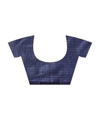 blue Printed poly silk saree with blouse 3