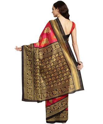 pink Woven faux georgette saree with blouse 2