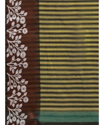 green Woven poly silk saree with blouse 4