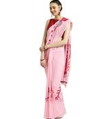 pink Printed faux georgette saree with blouse