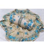 Cream Embroidered Chanderi Unstitched Salwar With Dupatta