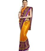 orange Woven poly silk saree with blouse