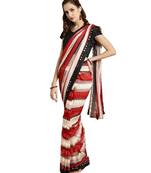 multicolor Printed net saree with blouse