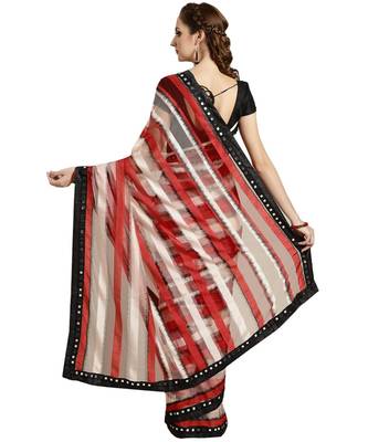 multicolor Printed net saree with blouse 2