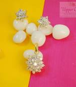 CZ AD Cluster Flower Pendant Earring Jewellery