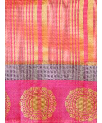 mustard Woven cotton saree with blouse 4