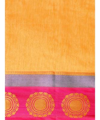 mustard Woven cotton saree with blouse 5