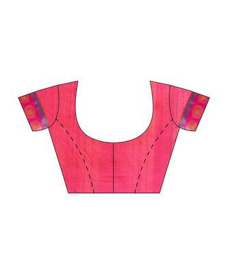 orange Woven cotton saree with blouse 3
