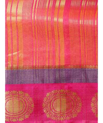 orange Woven cotton saree with blouse 4