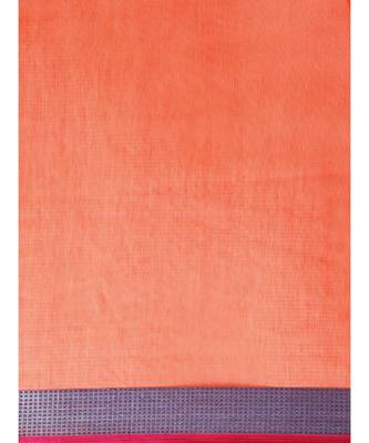 orange Woven cotton saree with blouse 5