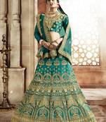 Green embroidered art silk unstitched lehenga