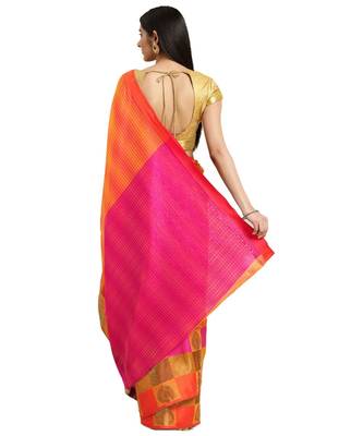 mustard Woven cotton saree with blouse 2