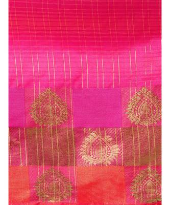 mustard Woven cotton saree with blouse 5