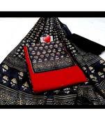 Red Printed Cotton Unstitched Salwar With Dupatta