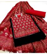 Black Printed Cotton Unstitched Salwar With Dupatta